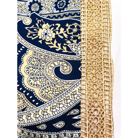 Paisley Print Womens Top With Gold Crochet Neckline Size 1XL - Picture 4 of 5